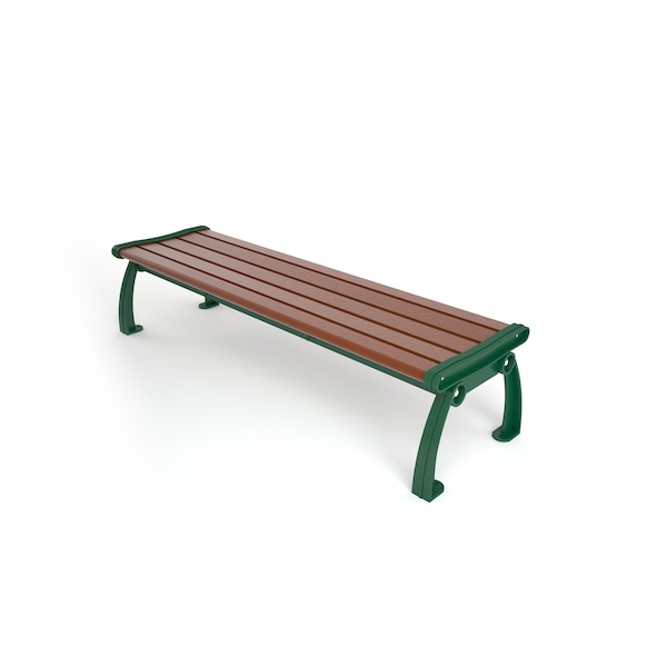 Brown 5' Heritage Backless Bench with Green Frame